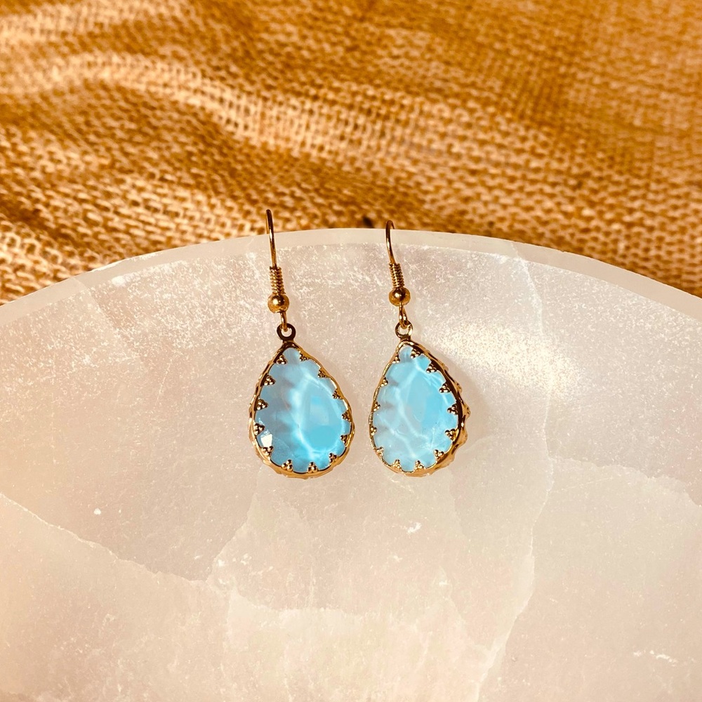 Light Blue and Gold Earrings